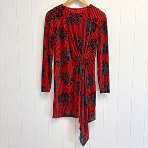 Unbranded Womens‎ Whimsigoth Holiday Burnout Velvet Size S Red Green Floral Chic